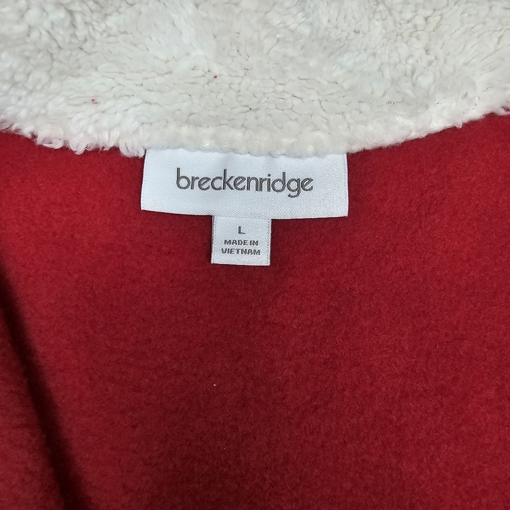 Breckenridge Women's Large Red Fleece Christmas Jacket Sherpa Collar Embroidered - Picture 13 of 14